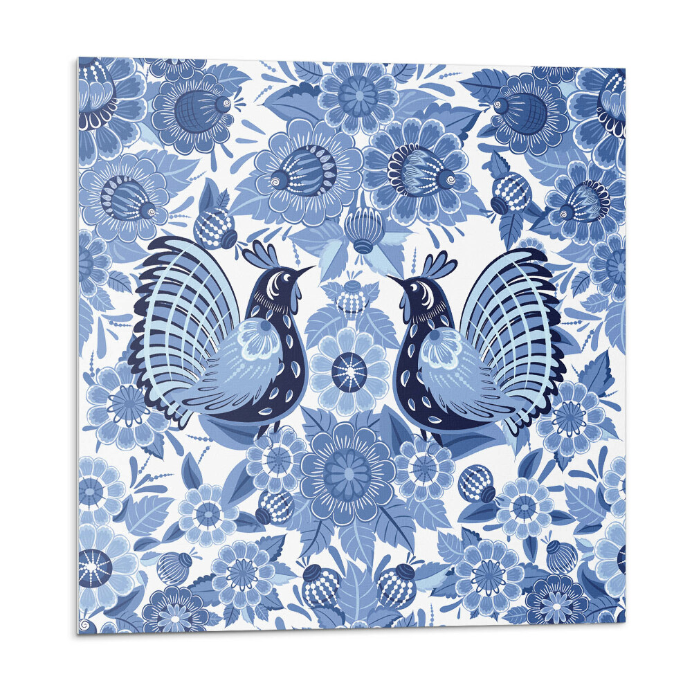 Samolepící podlahové čtverce Vzor ptáků a květin