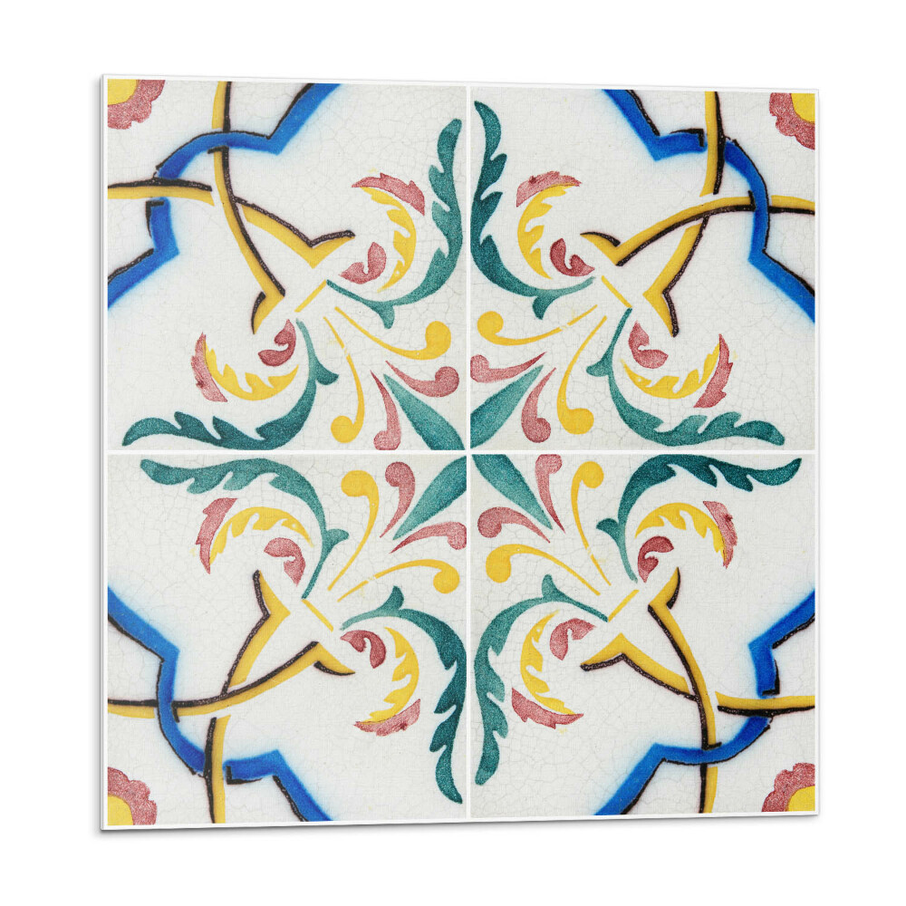 Samolepící podlahové čtverce Rostlinný vzor s ornamenty