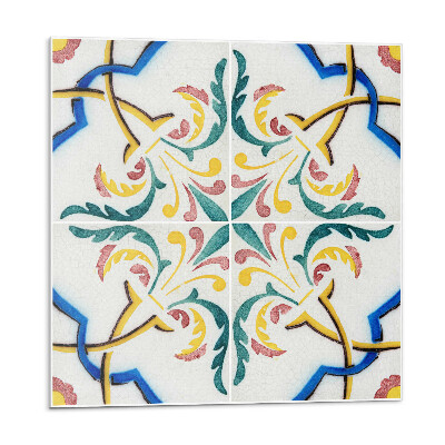 Samolepící podlahové čtverce Rostlinný vzor s ornamenty