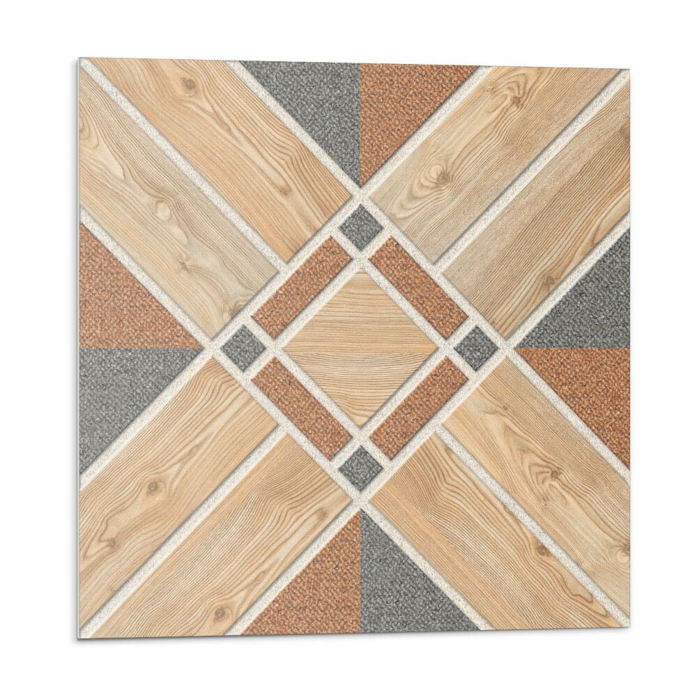 Samolepící podlahové čtverce Geometrický vzor se dřevem