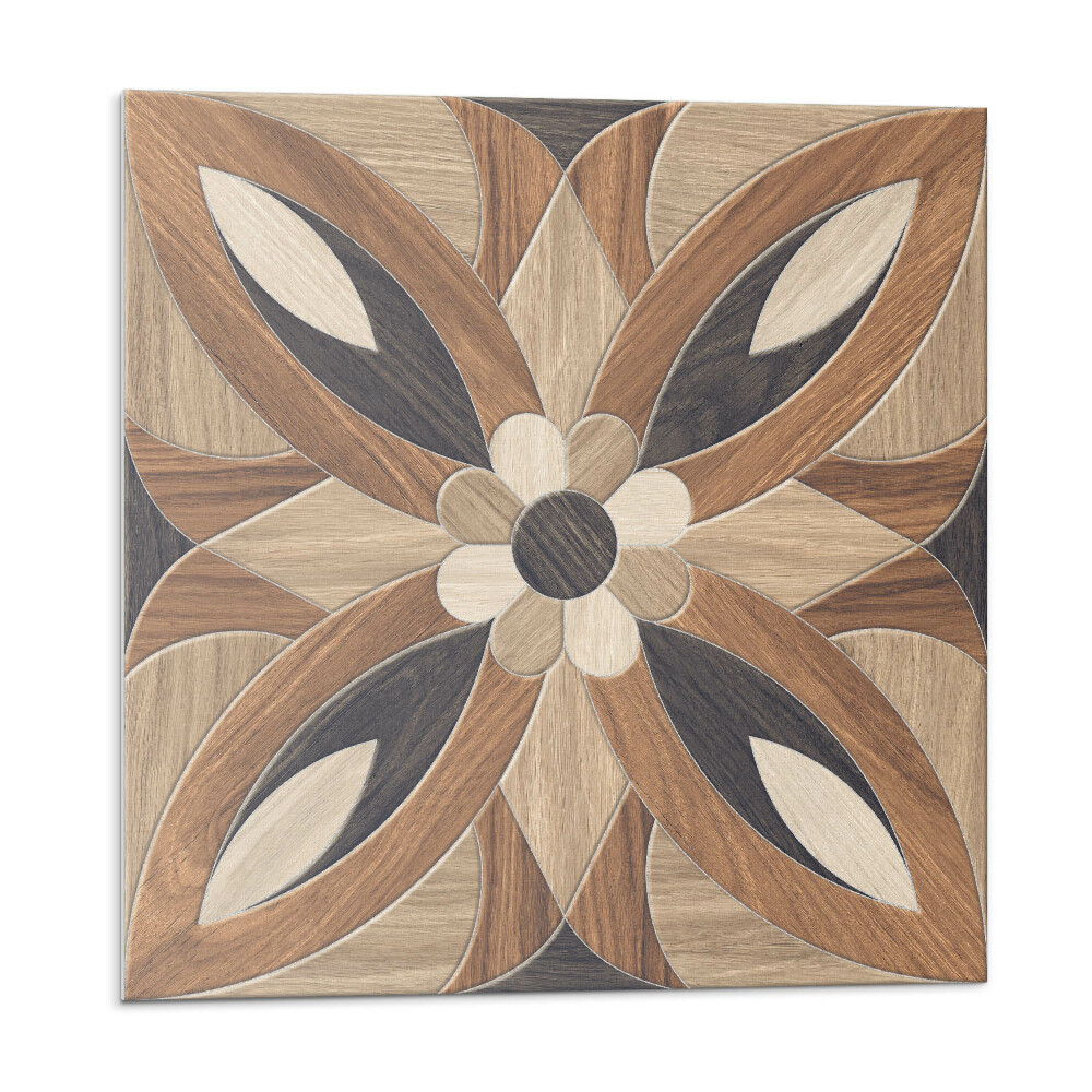 Samolepící podlahové čtverce Dřevěný květinový vzor