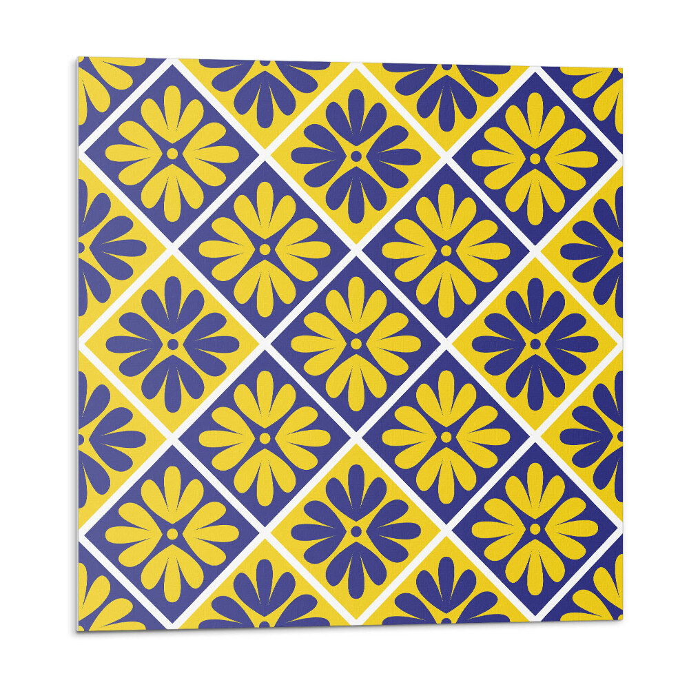 Samolepící podlahové čtverce Květinový vzor v kosočtverci