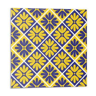 Samolepící podlahové čtverce Květinový vzor v kosočtverci