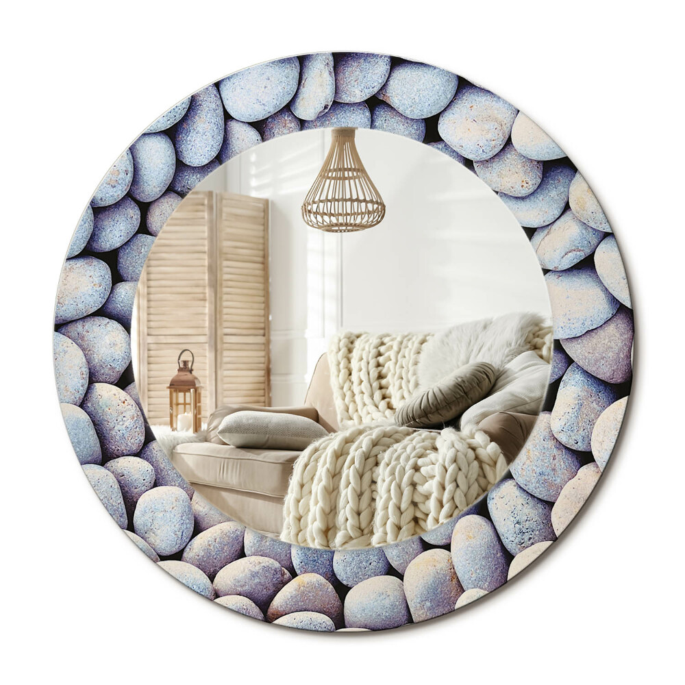 Kulaté zrcadlo rám s potiskem Kruh mořských kamenů