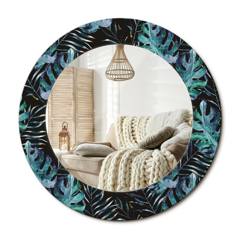 Kulaté zrcadlo rám s potiskem Exotické listy