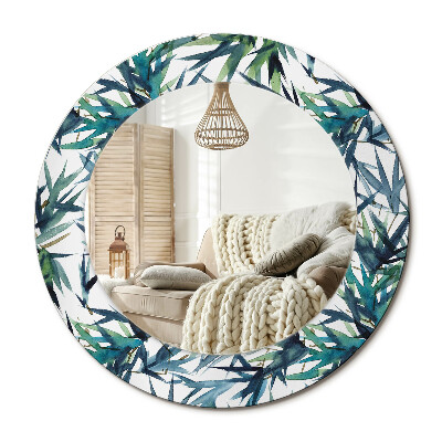 Kulaté dekorační zrcadlo Modré palmy