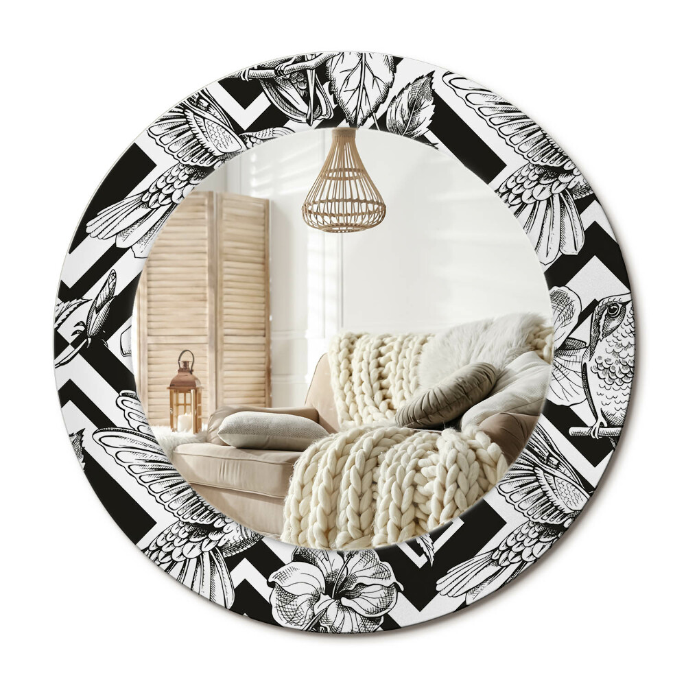 Kulaté dekorační zrcadlo Kolibříci