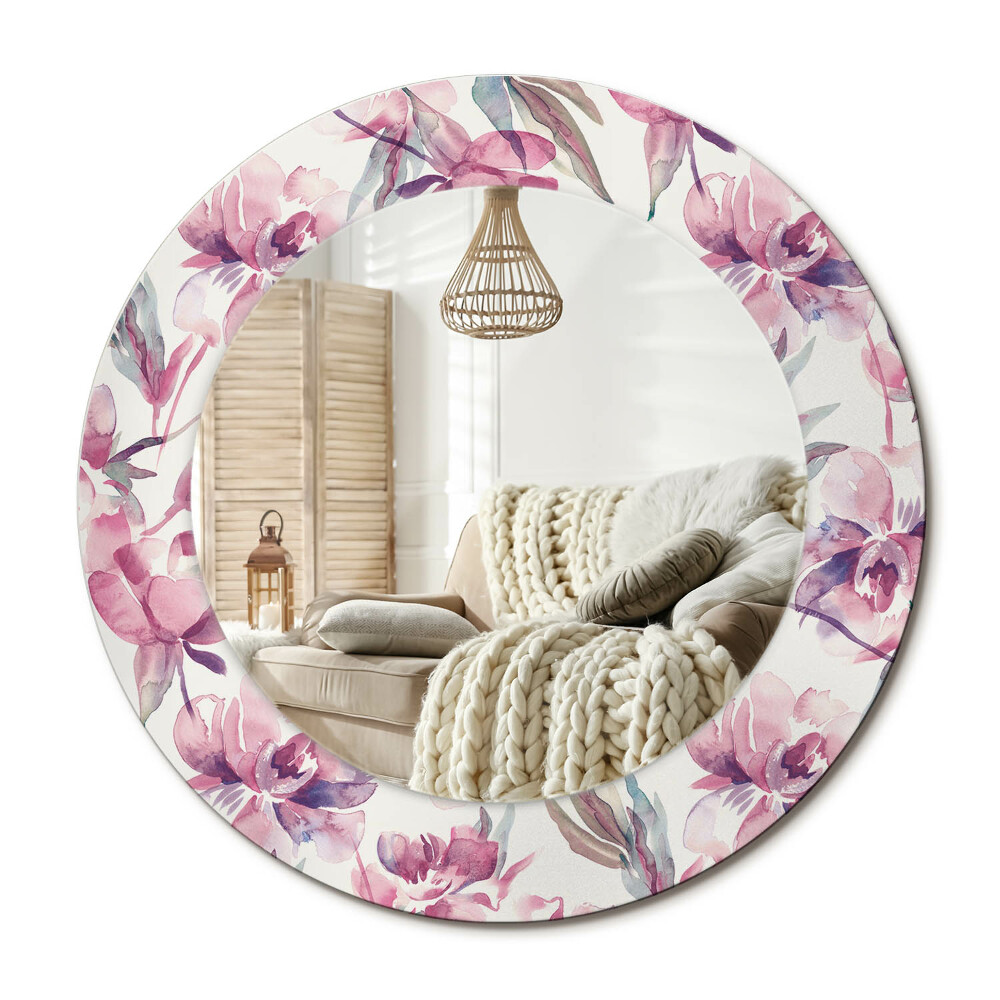 Kulaté zrcadlo rám s potiskem Květiny pivoňky