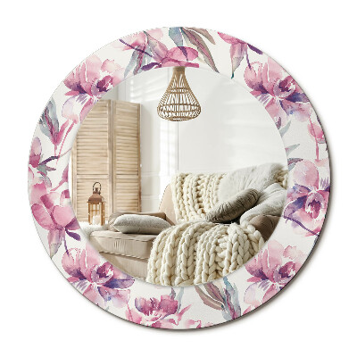 Kulaté zrcadlo rám s potiskem Květiny pivoňky