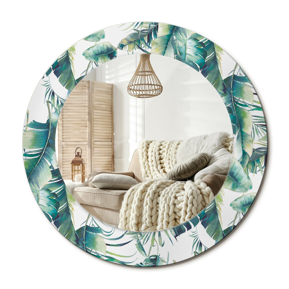 Kulaté zrcadlo rám s potiskem Listy