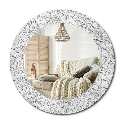 Kulaté dekorační zrcadlo na zeď Lotosové květy