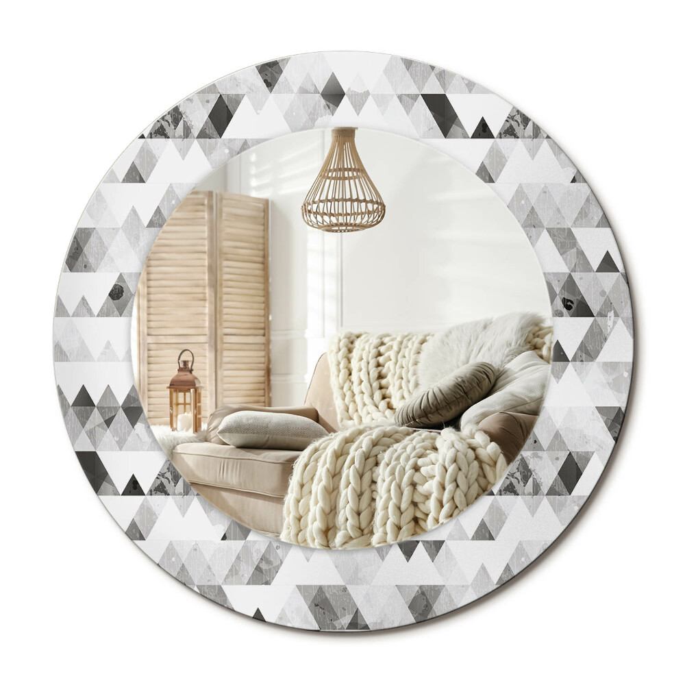 Kulaté dekorační zrcadlo Trojúhelníky