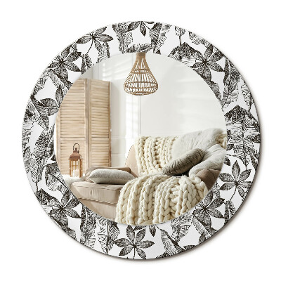 Kulaté dekorační zrcadlo na zeď Tropické listy