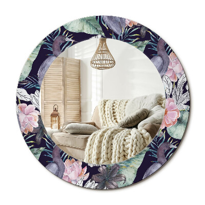 Kulaté dekorační zrcadlo na zeď Volavky ptáci