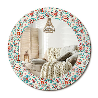 Kulaté dekorační zrcadlo Boho vzor