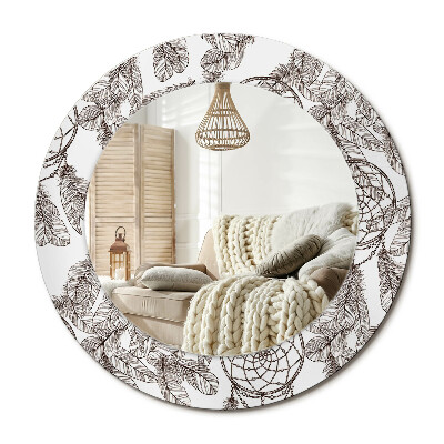 Kulaté zrcadlo rám s potiskem Lapač snů