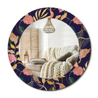 Kulaté zrcadlo rám s potiskem Akvarel rostliny