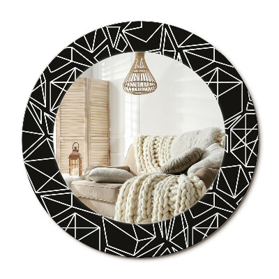 Kulaté zrcadlo rám s potiskem Geometrický vzor