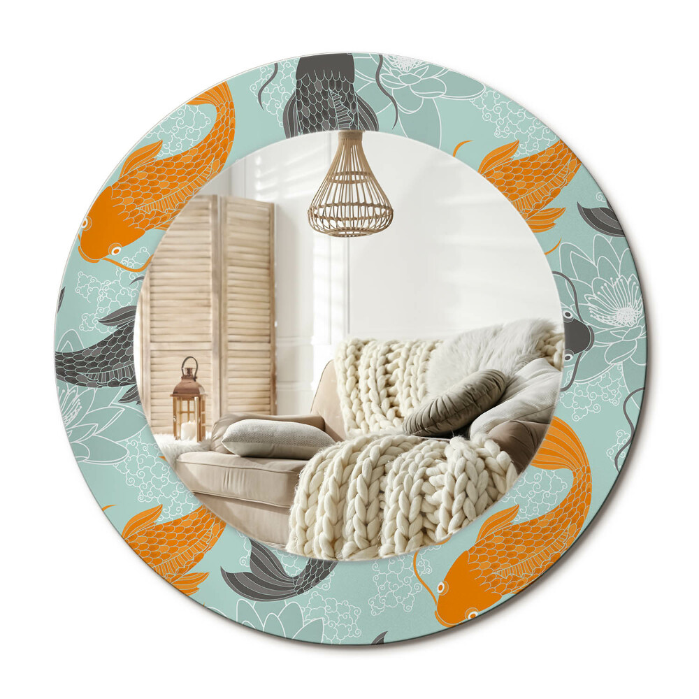 Kulaté dekorační zrcadlo na zeď Koi kapr