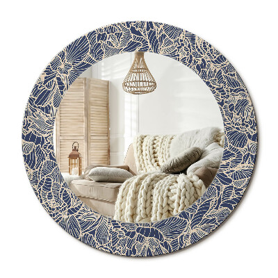 Kulaté zrcadlo rám s potiskem Květiny