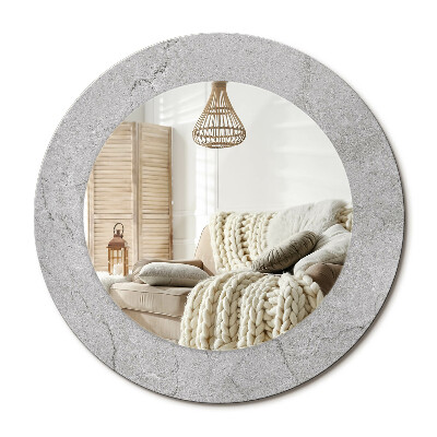 Kulaté zrcadlo rám s potiskem Šedý cement