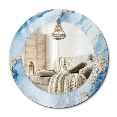 Kulaté dekorační zrcadlo Modrý mramor