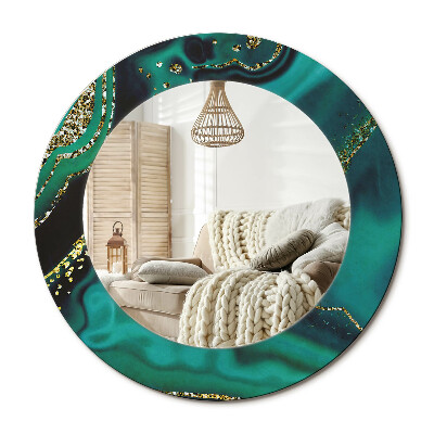 Kulaté zrcadlo rám s potiskem Smaragdový mramor