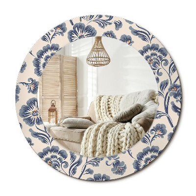 Kulaté dekorační zrcadlo na zeď květinový vzor