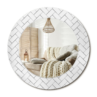 Kulaté zrcadlo rám s potiskem Rybí kost