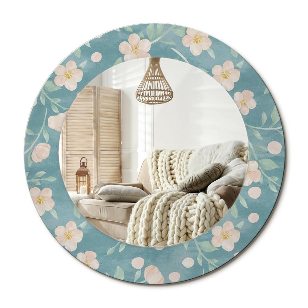 Kulaté dekorační zrcadlo na zeď květinový vzor