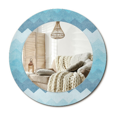 Kulaté zrcadlo rám s potiskem Modrá chevron