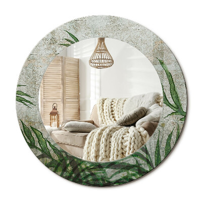 Kulaté zrcadlo rám s potiskem Kapradí listy