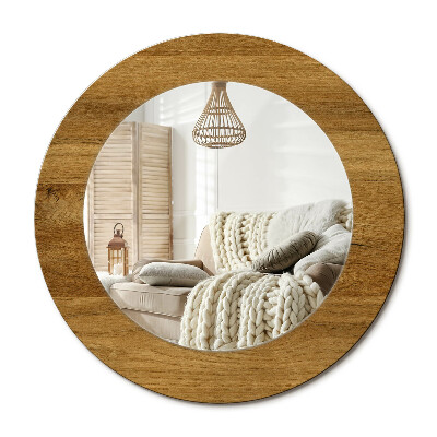 Kulaté dekorační zrcadlo Rustikální dub