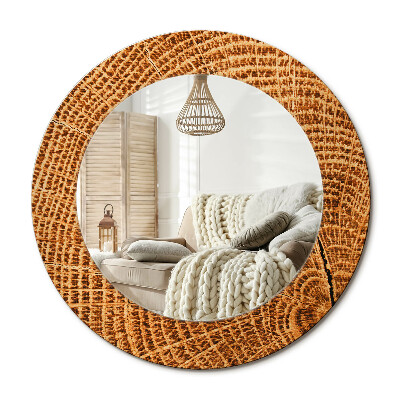 Kulaté dekorační zrcadlo na zeď Dubové dřevo