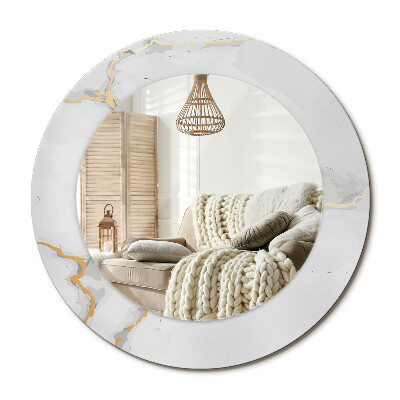 Kulaté zrcadlo rám s potiskem Bílý mramor