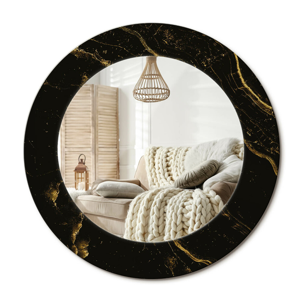 Kulaté dekorační zrcadlo na zeď Černý mramor