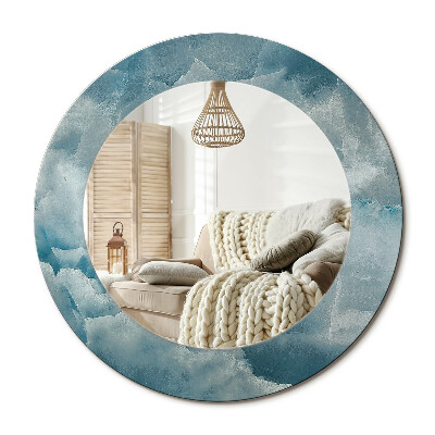 Kulaté dekorační zrcadlo na zeď Modrý onyxový mramor