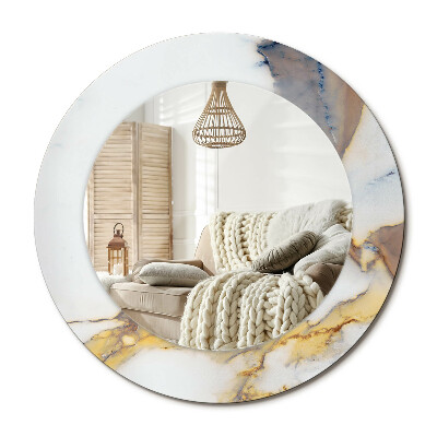 Kulaté dekorační zrcadlo na zeď Bílý mramor