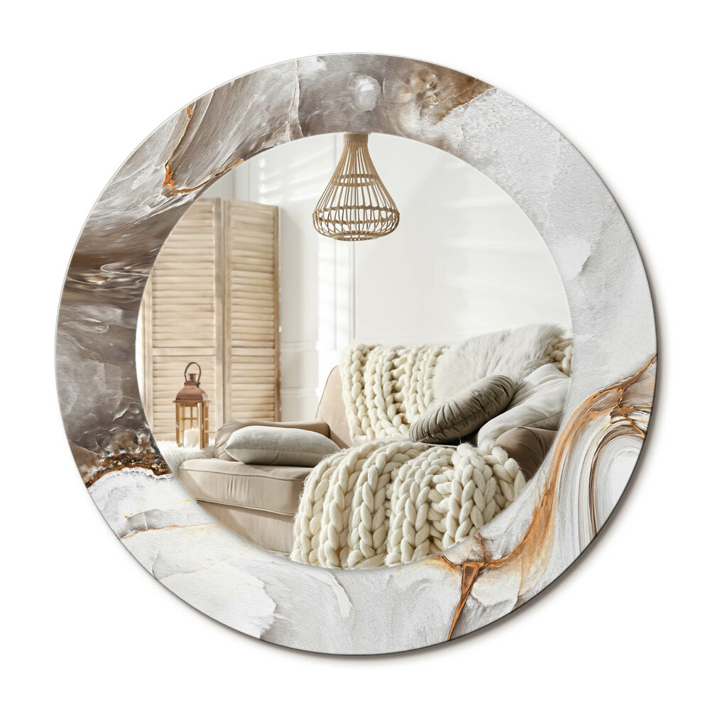 Kulaté dekorační zrcadlo Světlý mramor