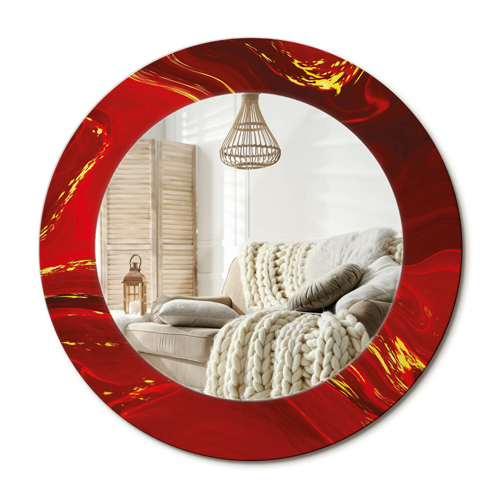 Kulaté dekorační zrcadlo na zeď Červený mramor