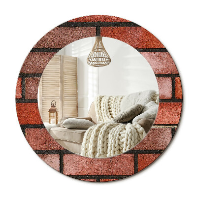 Kulaté zrcadlo rám s potiskem Červená cihla