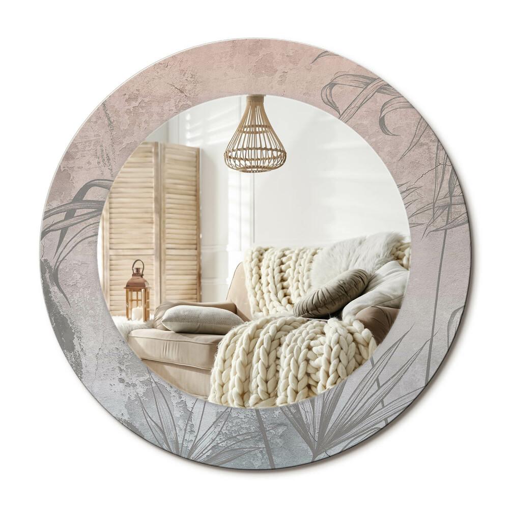 Kulaté zrcadlo rám s potiskem Tropické květiny