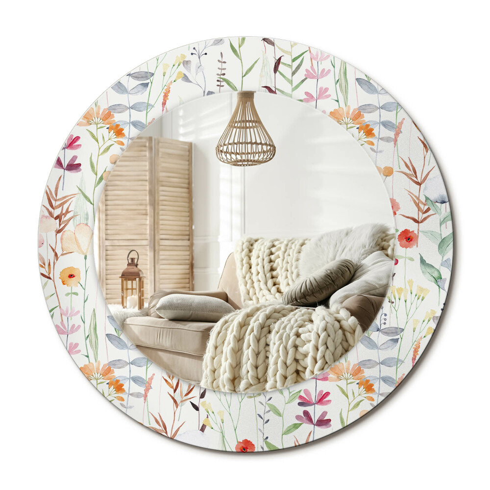 Kulaté dekorační zrcadlo Divoké květiny