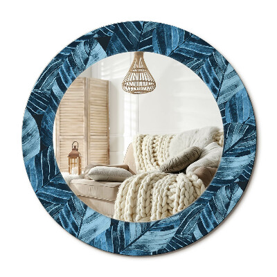 Kulaté zrcadlo rám s potiskem Listy džungle