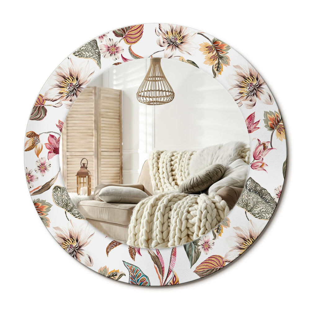 Kulaté dekorační zrcadlo na zeď Vintage květiny