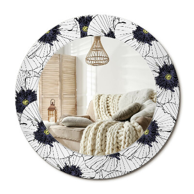 Kulaté dekorační zrcadlo Květinové kompozice