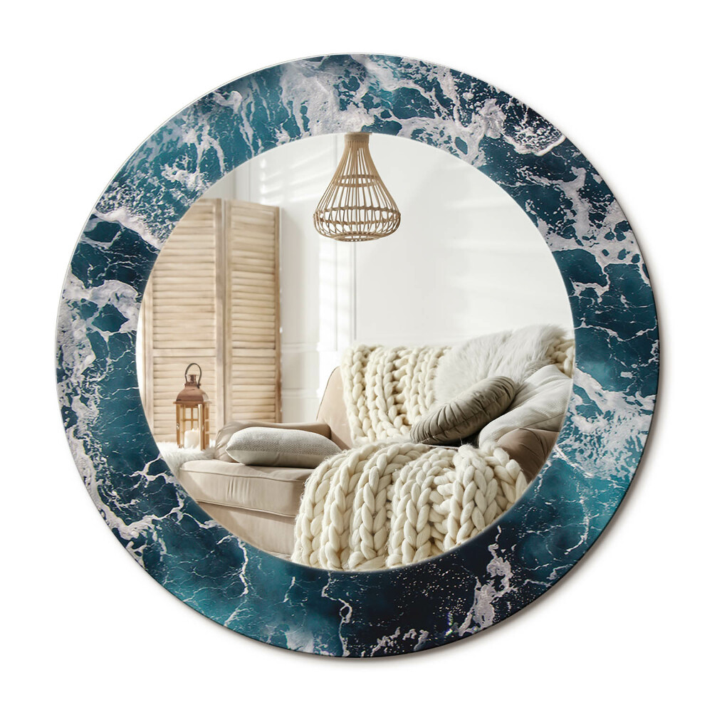 Kulaté dekorační zrcadlo Bouřlivé moře