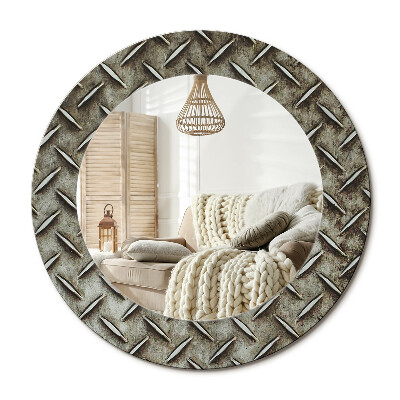 Kulaté zrcadlo rám s potiskem Ocelová textura