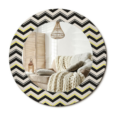 Kulaté dekorační zrcadlo Cikcak vzor