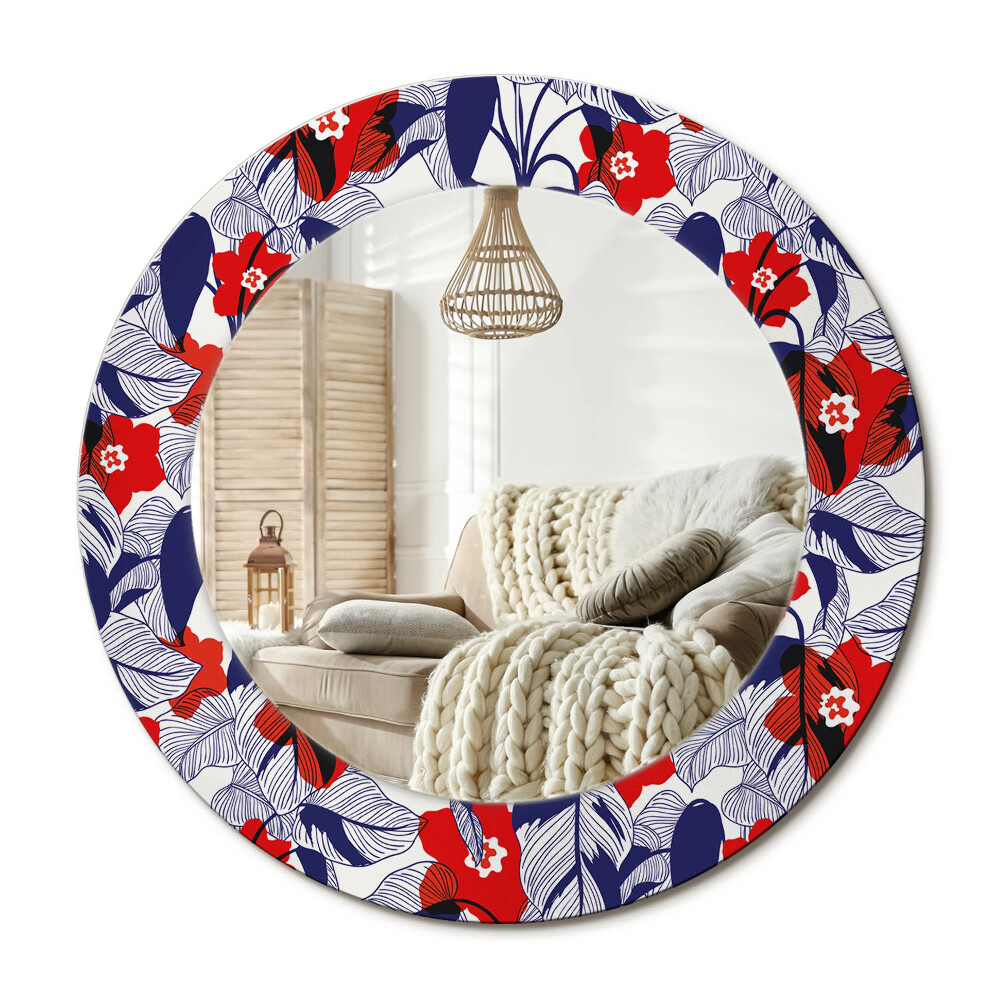 Kulaté zrcadlo rám s potiskem filodendrony